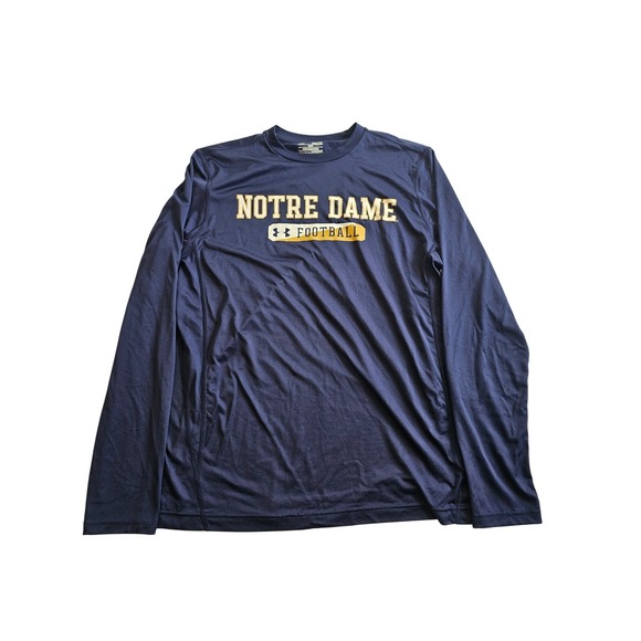 Under Armour Other - Under Armour Long Sleeve Shirt Mens Medium Navy Notre Dame Football HeatGear